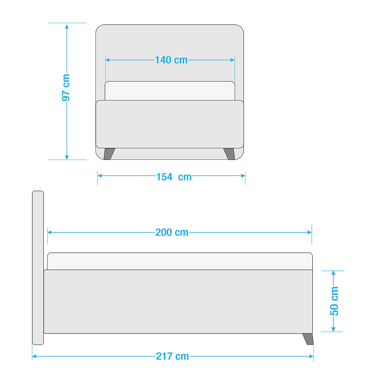POLSTERBETT - Samt - Dunkelblau, Holz/Textil (140/200cm) - home24