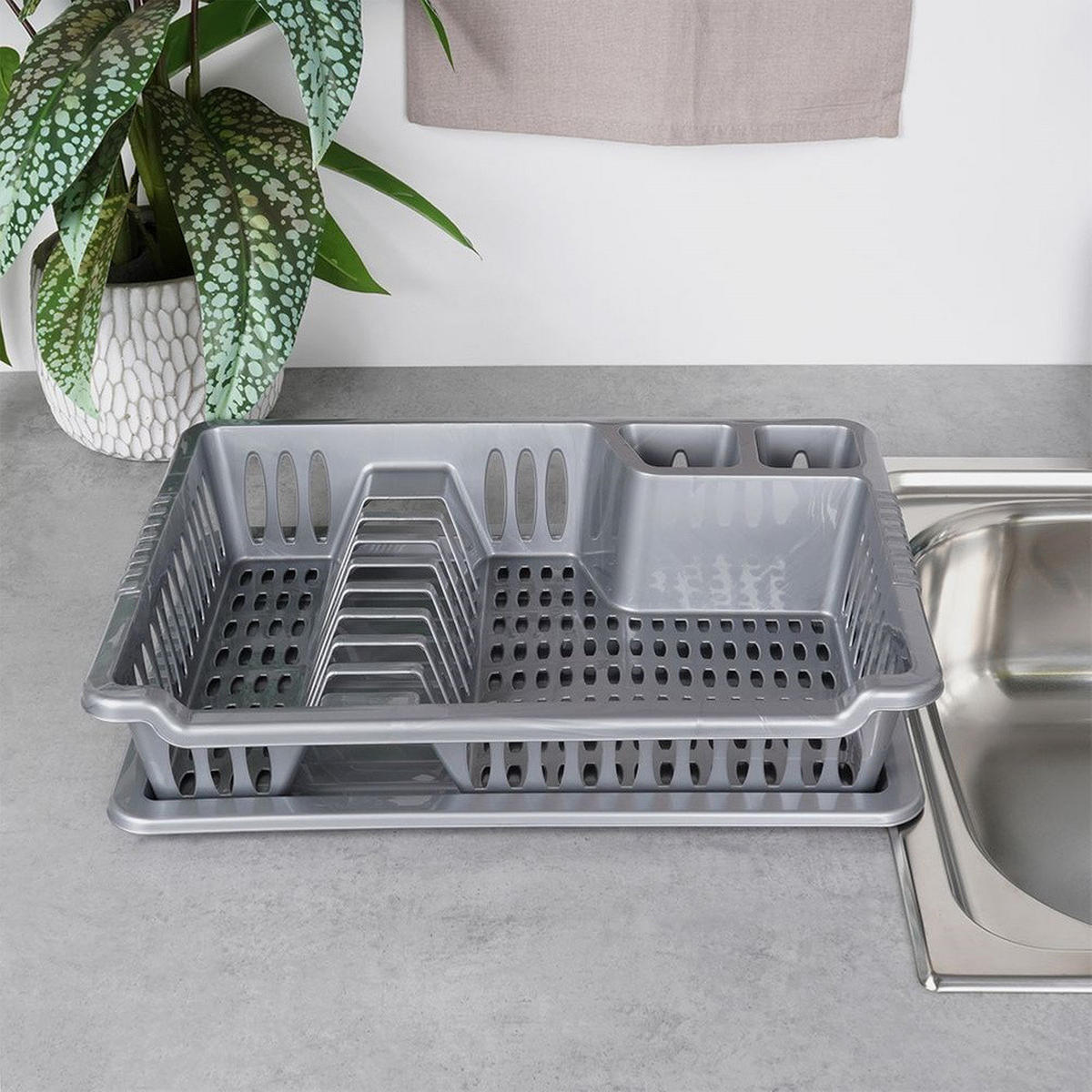 GESCHIRRTROCKNER Grauer 40x29x8,5 cm - Grau, Kunststoff (40/8.5/29cm) - Orion 
