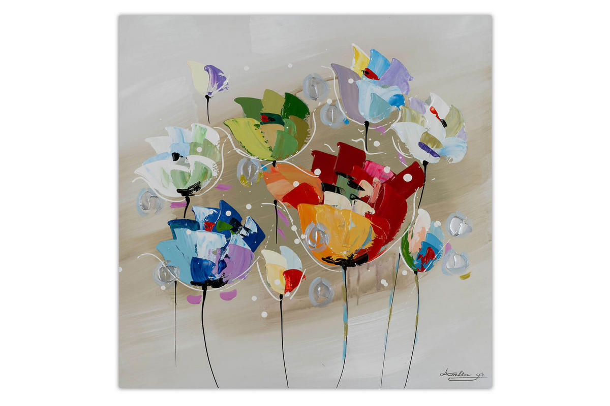 OLEJOMALBA 60/60 cm, Zvířata - různobarevná/červená, dřevo/textil (60/60cm) - KUNSTLOFT