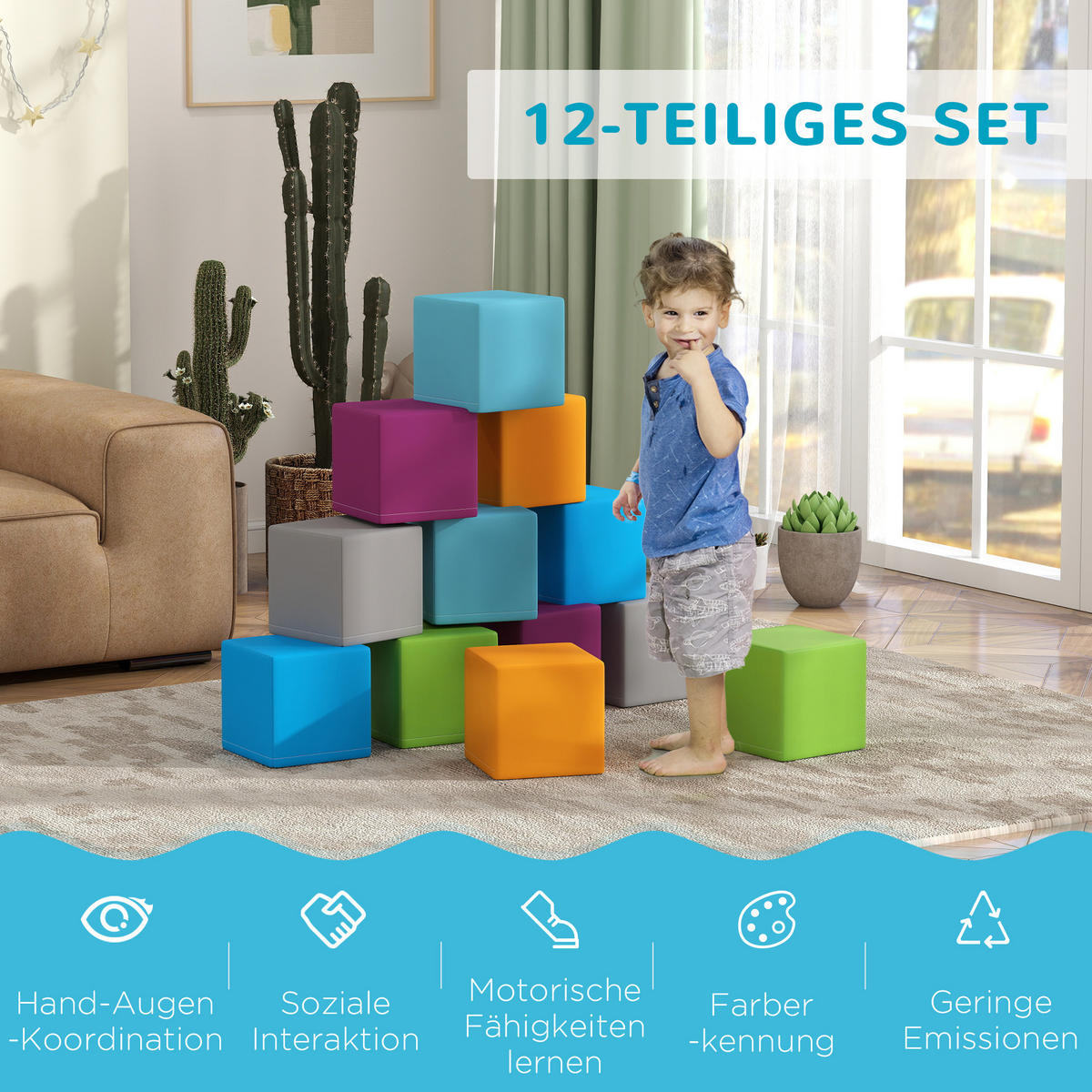 SOFTBAUSTEINE - Multicolor, Kunststoff (20/20/20cm) - HOMCOM