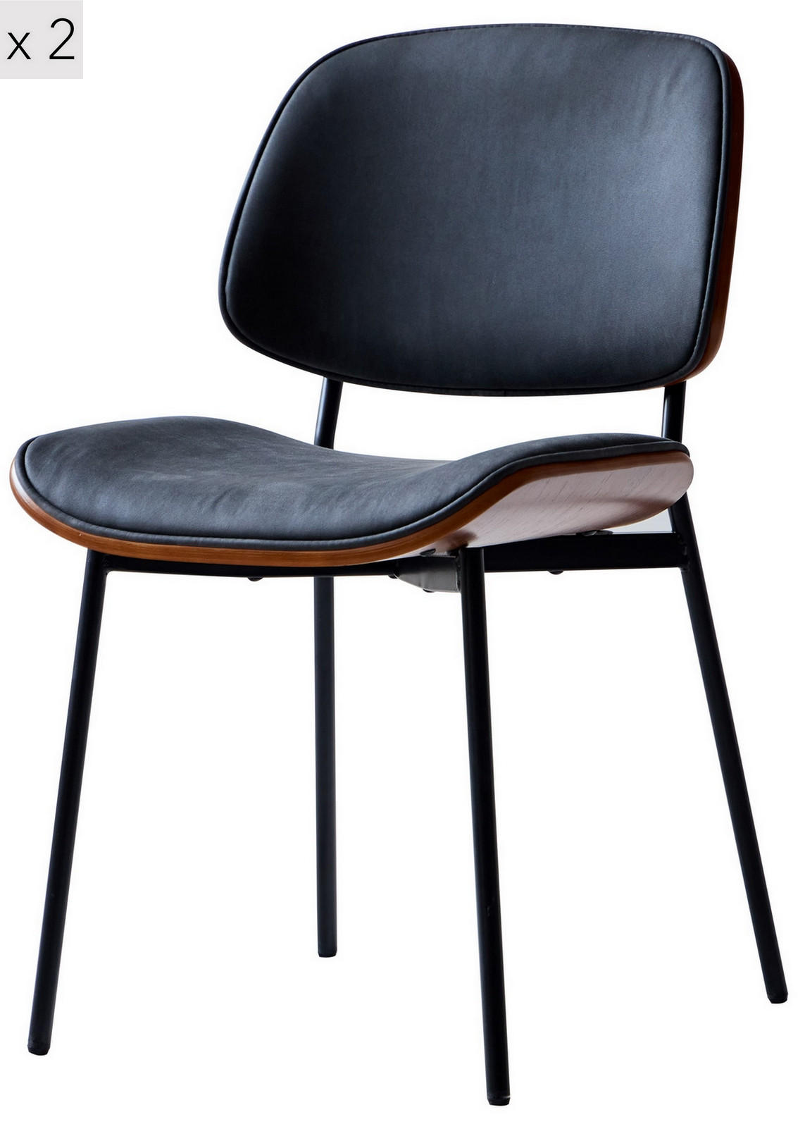STUHL 2er-Set Kunstleder Schwarz - Schwarz, Textil (48/83/56cm) - Nordlys