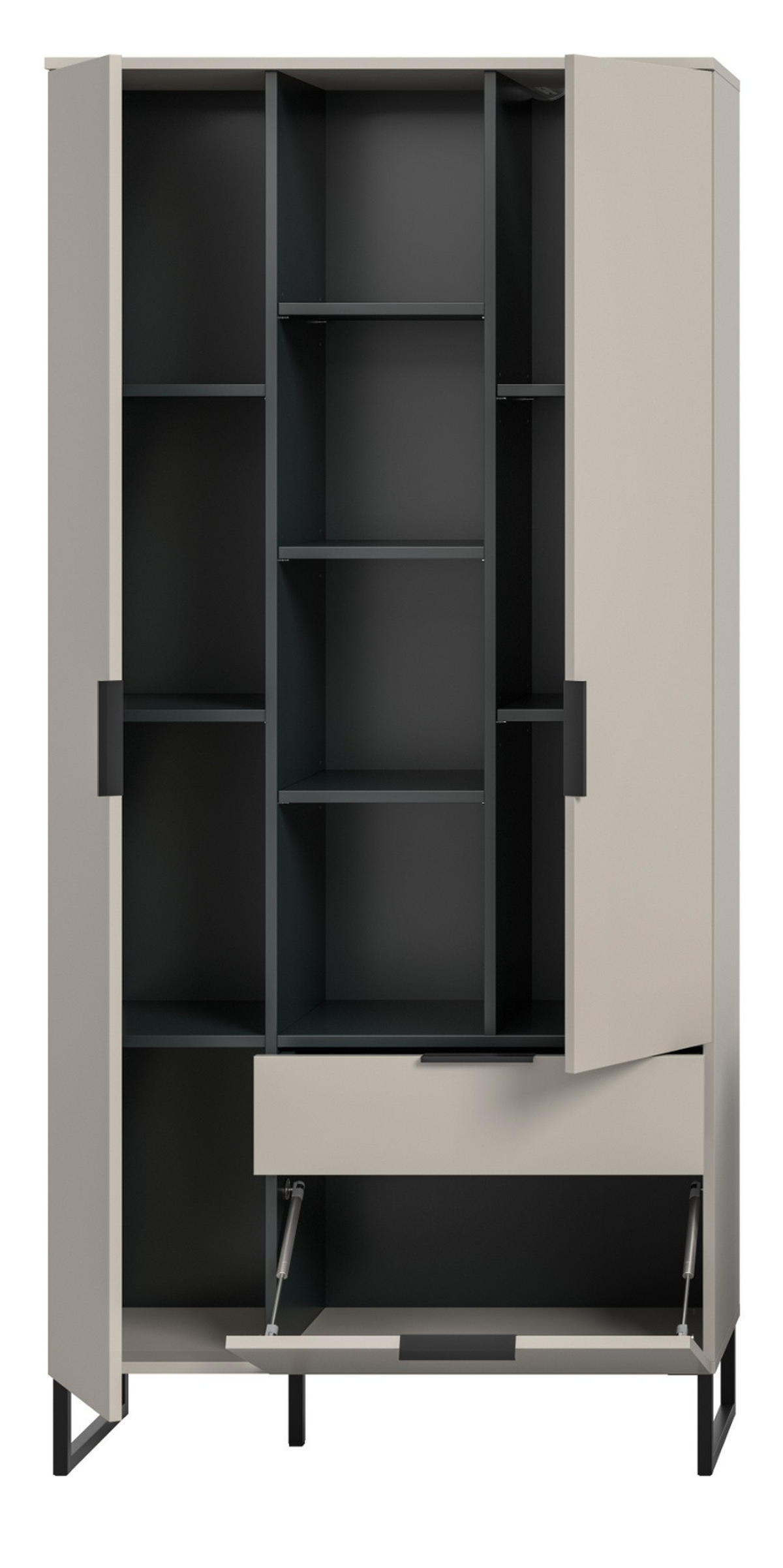 STAURAUMSCHRANK Kaschmir, schwarz 90 x 192 cm, Mehrzweckschrank mit Soft-Close - Kaschmir/Schwarz, Holzwerkstoff/Kunststoff (90/192/37cm) - Inn.Furn