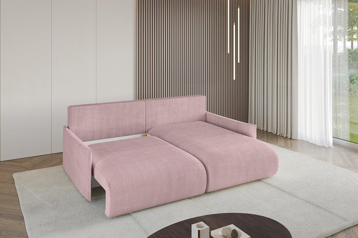 ECKSOFA Ottomane rechts ONESK-L -v1 216x177x72 Rosa Cord - Rosa, Holzwerkstoff/Kunststoff (177/216cm) - ALTDECOR