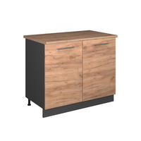 SPÜLENUNTERSCHRANK Fame-Line, Goldkraft Eiche/Anthrazit, 100 cm, AP Eiche - Honigeiche/Anthrazit, Holzwerkstoff (100/82/60cm) - Vicco