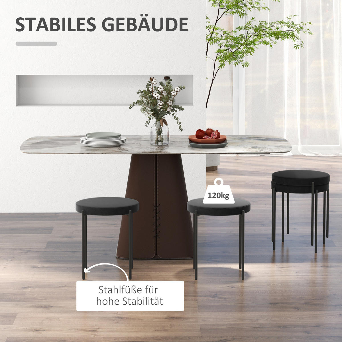 ESSZIMMERHOCKER 4er-Set 41,5/41,5/46 cm Schwarz aus Metall stapelbar - Schwarz, Metall (41.5/46/41.5cm) - OKMYHOME