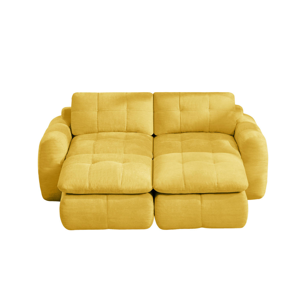 2-SITZER-SOFA DE-34464 mit 2 Ottomanen Gelb - Gelb, Textil (160/194cm) - ComfortXL