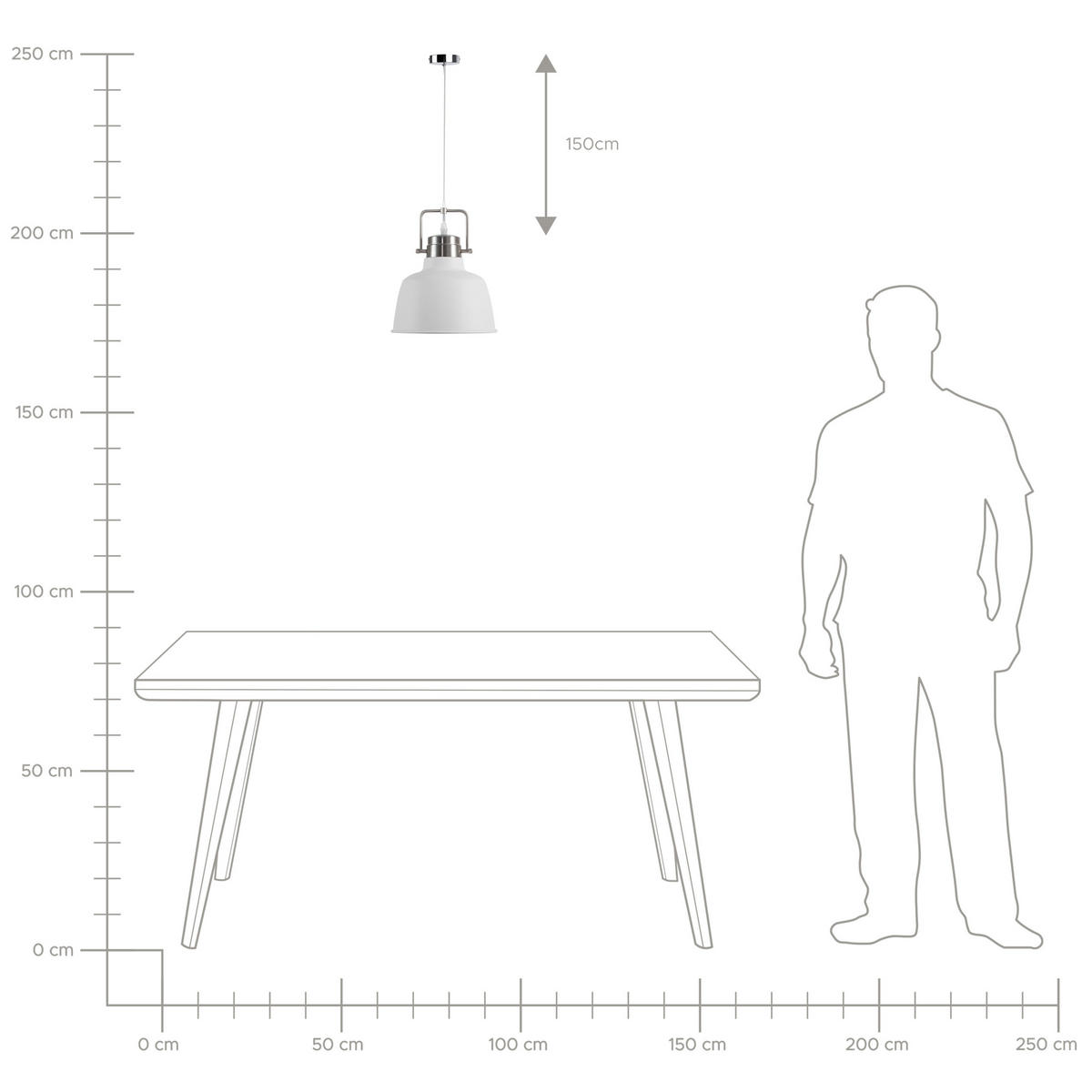 HÄNGELEUCHTE Narmada 22/22/179 cm - Weiß, Metall (22/22/179cm) - Beliani