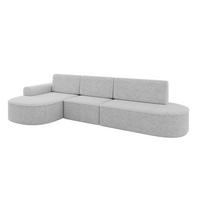 ECKSOFA mit Schlaffunktion Ottomane Links MARI L2-S 368X167X85 Grau Velours - Taupe/Schwarz, Holzwerkstoff/Kunststoff (368/167cm) - ALTDECOR
