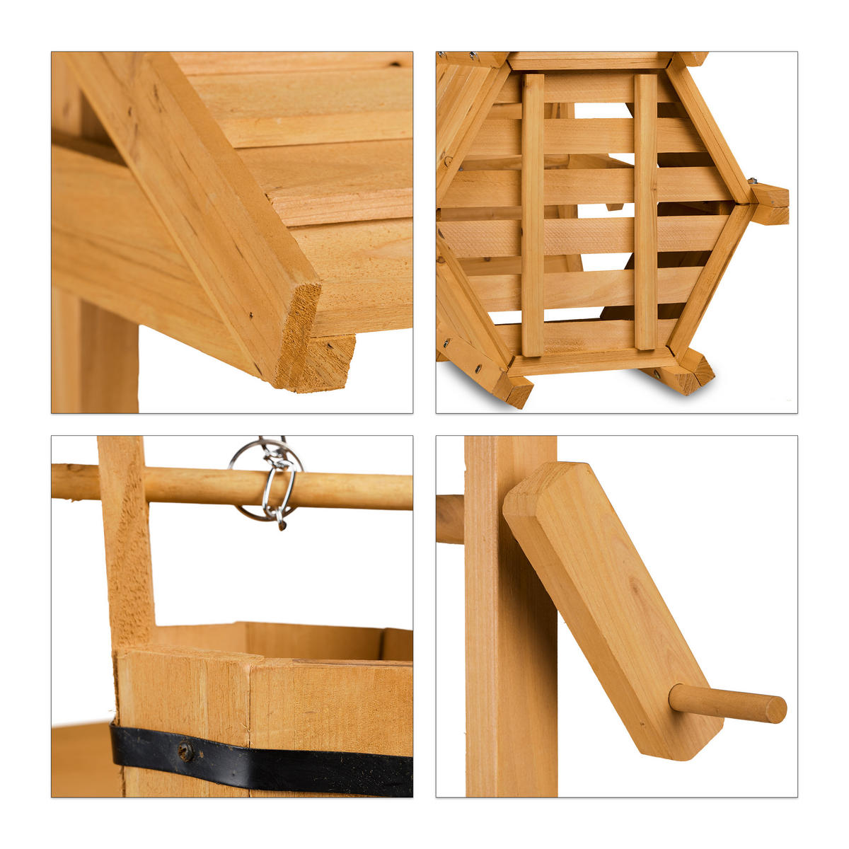 STUDŇA Prírodné drevo s kľukou a vedrom - svetlohnedá, kov/drevo (41/47/82cm) - Relaxdays