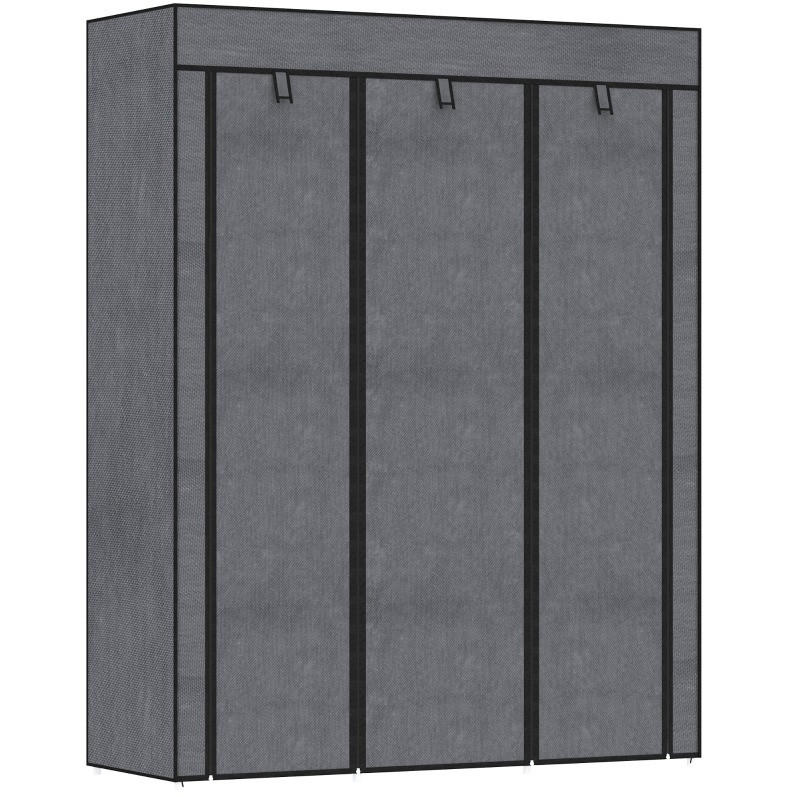KLEIDERSCHRANK Stoffschrank mit Kleiderstangen & 8 Fächern, 125/43/162,5 cm, Dunkelgrau - Dunkelgrau, Textil (125/162.5/43cm) - Redom