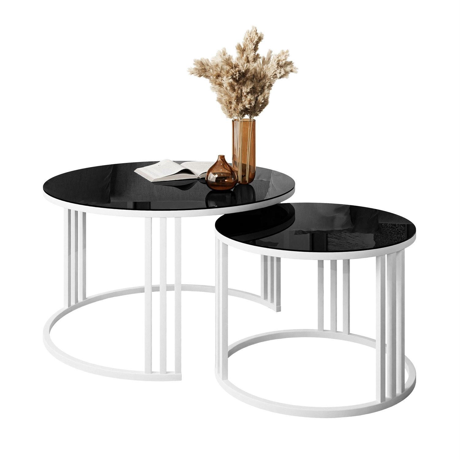 Lookway Couchtisch Weiß, Schwarz 70x47x70 cm