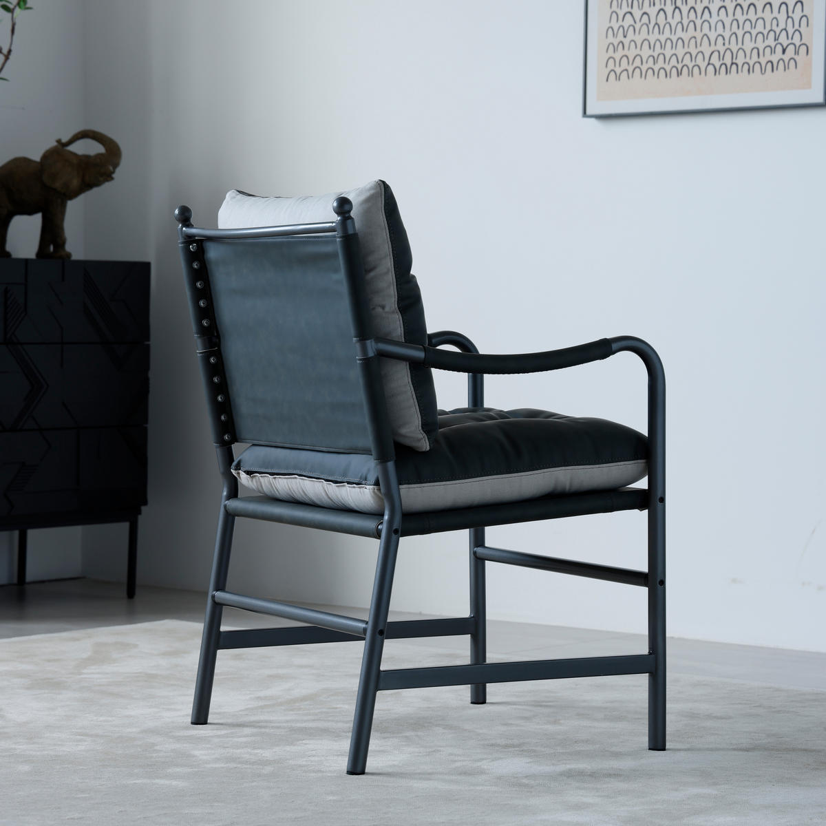 SESSEL PU-Leder mit schwarzem Metallrahmen, DE-42431, Braun - Schwarz, Metall (62/90/60cm) - ComfortXL