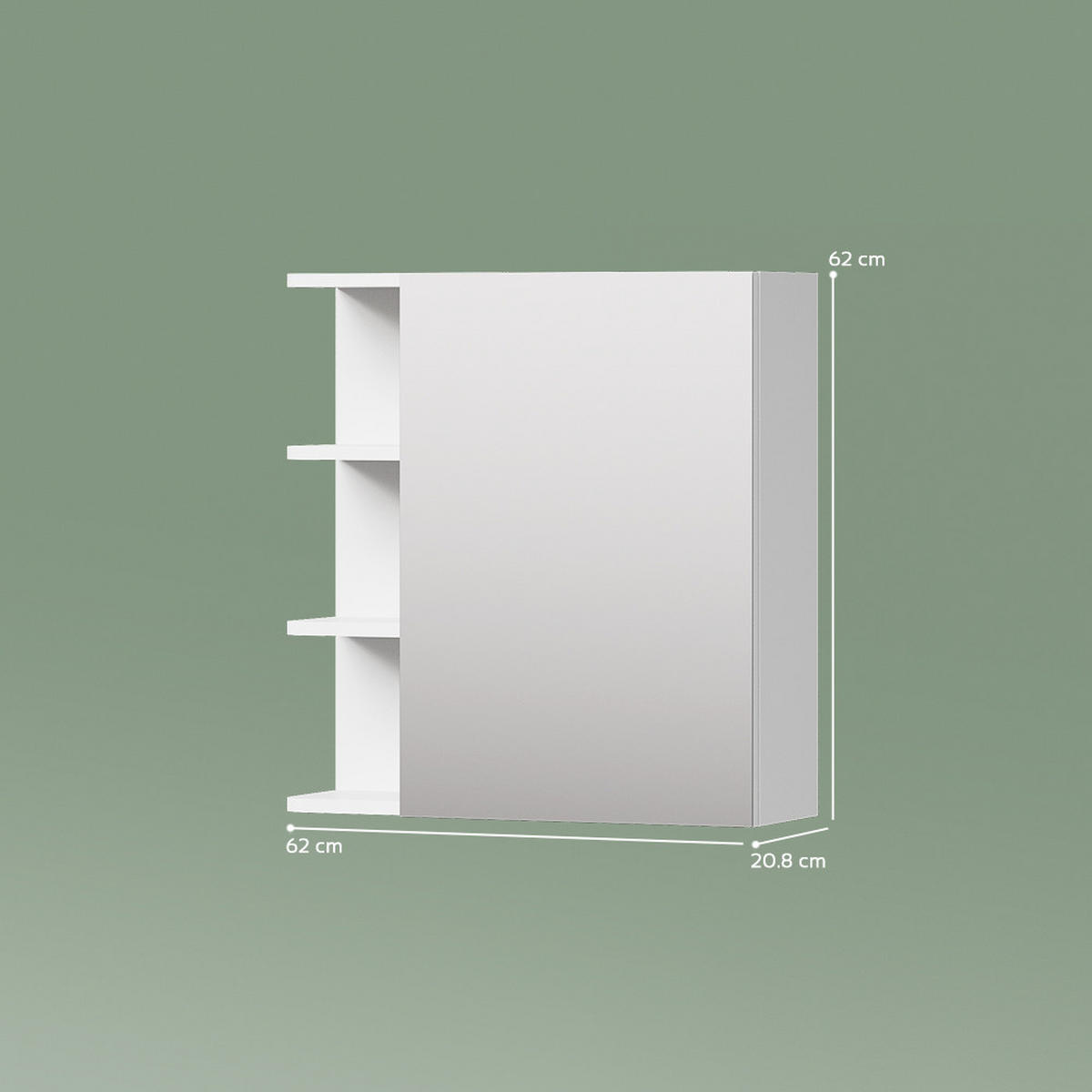BADSPIEGELSCHRANK Fucino Weiß 62 x 64 cm - Weiß, Holzwerkstoff (62/64/20.8cm) - Livinity®