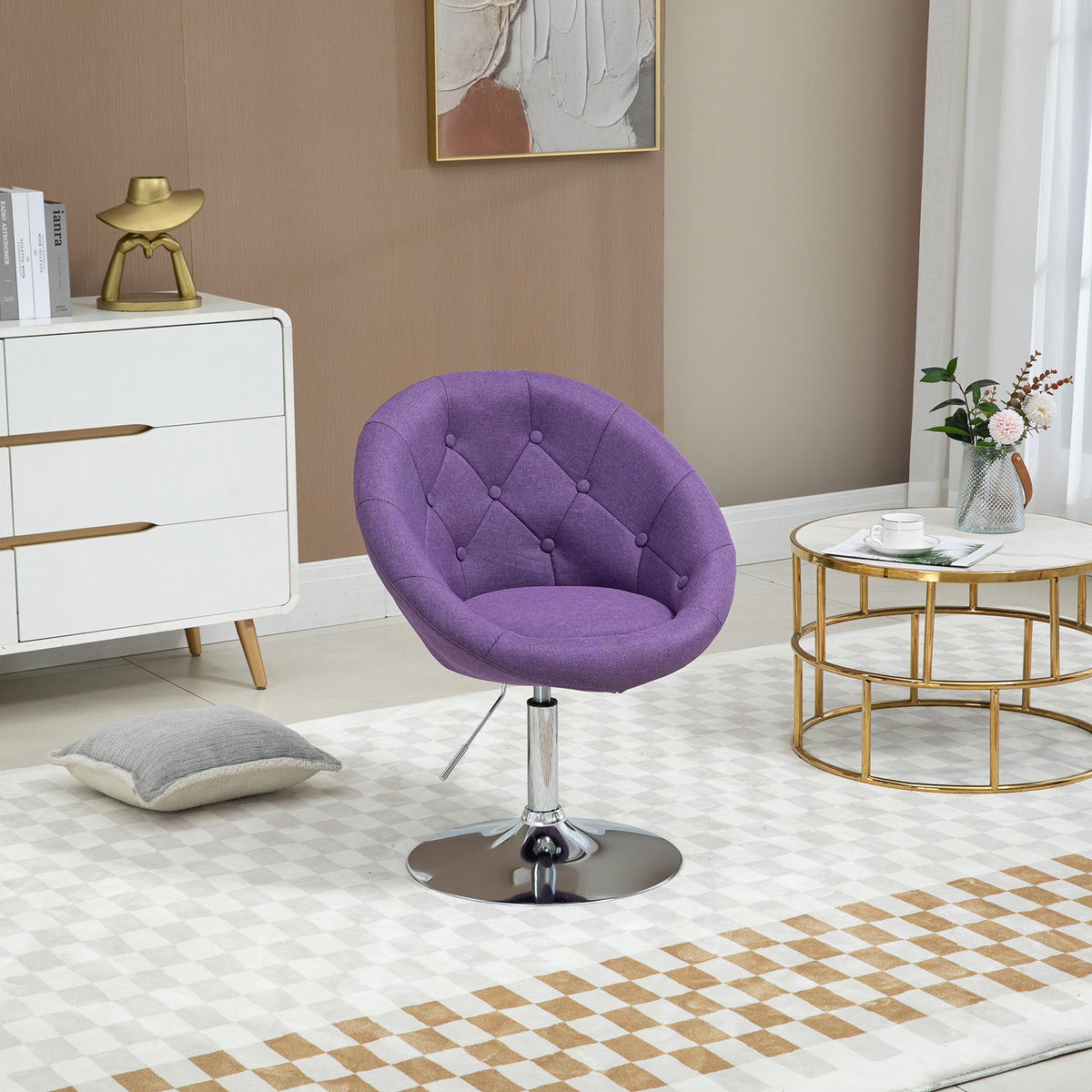 COCKTAILSESSEL HAVANNA Stoffbezug Lila - Violett/Silberfarben, Textil (62/88/58cm) - SVITA