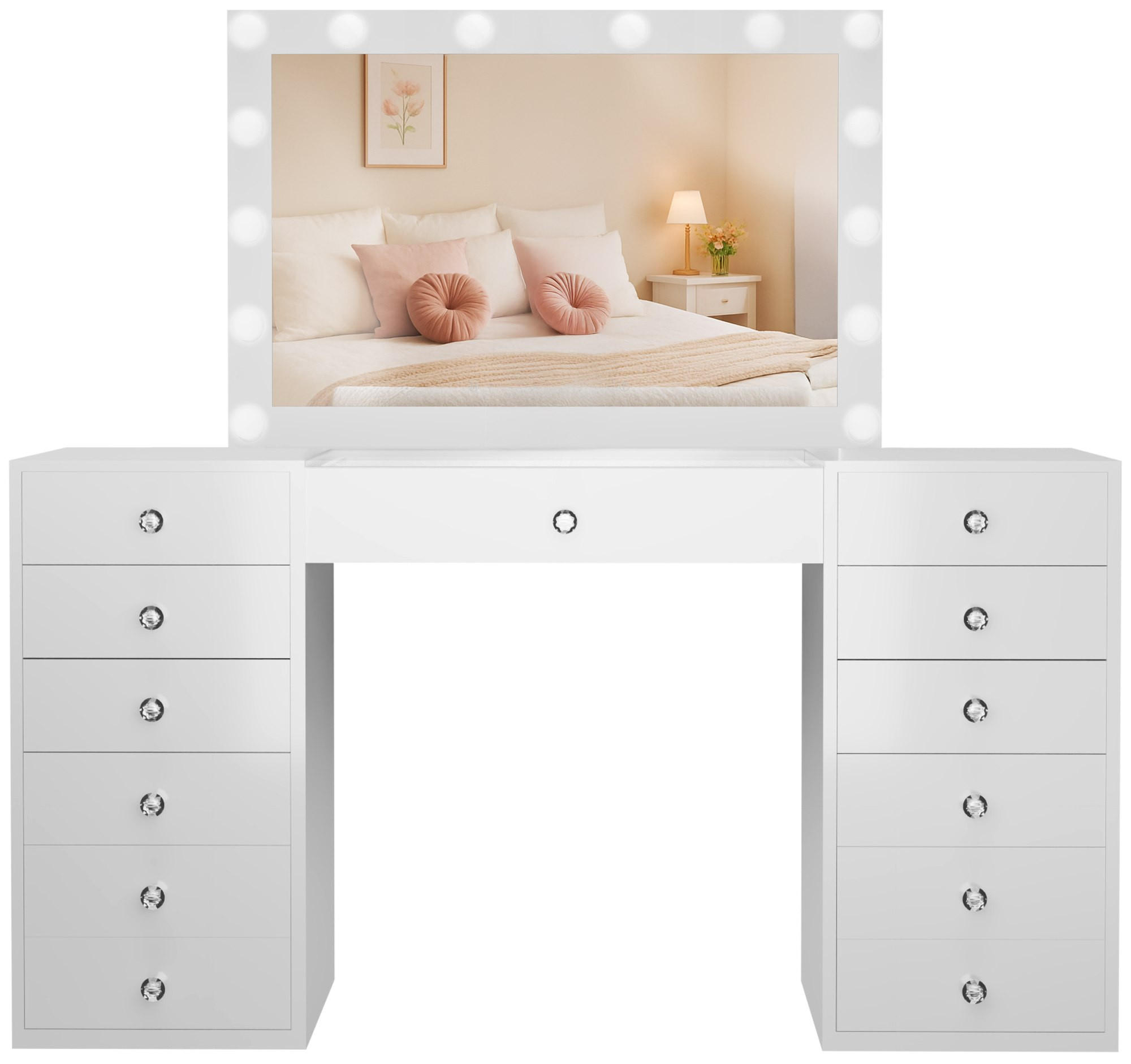 SCHMINKTISCH eckig 150/55/155 cm Holz Weiß - Weiß, Holz (150/155/55cm) - CLP