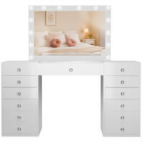 SCHMINKTISCH eckig 150/55/155 cm Holz Weiß - Weiß, Holz (150/155/55cm) - CLP