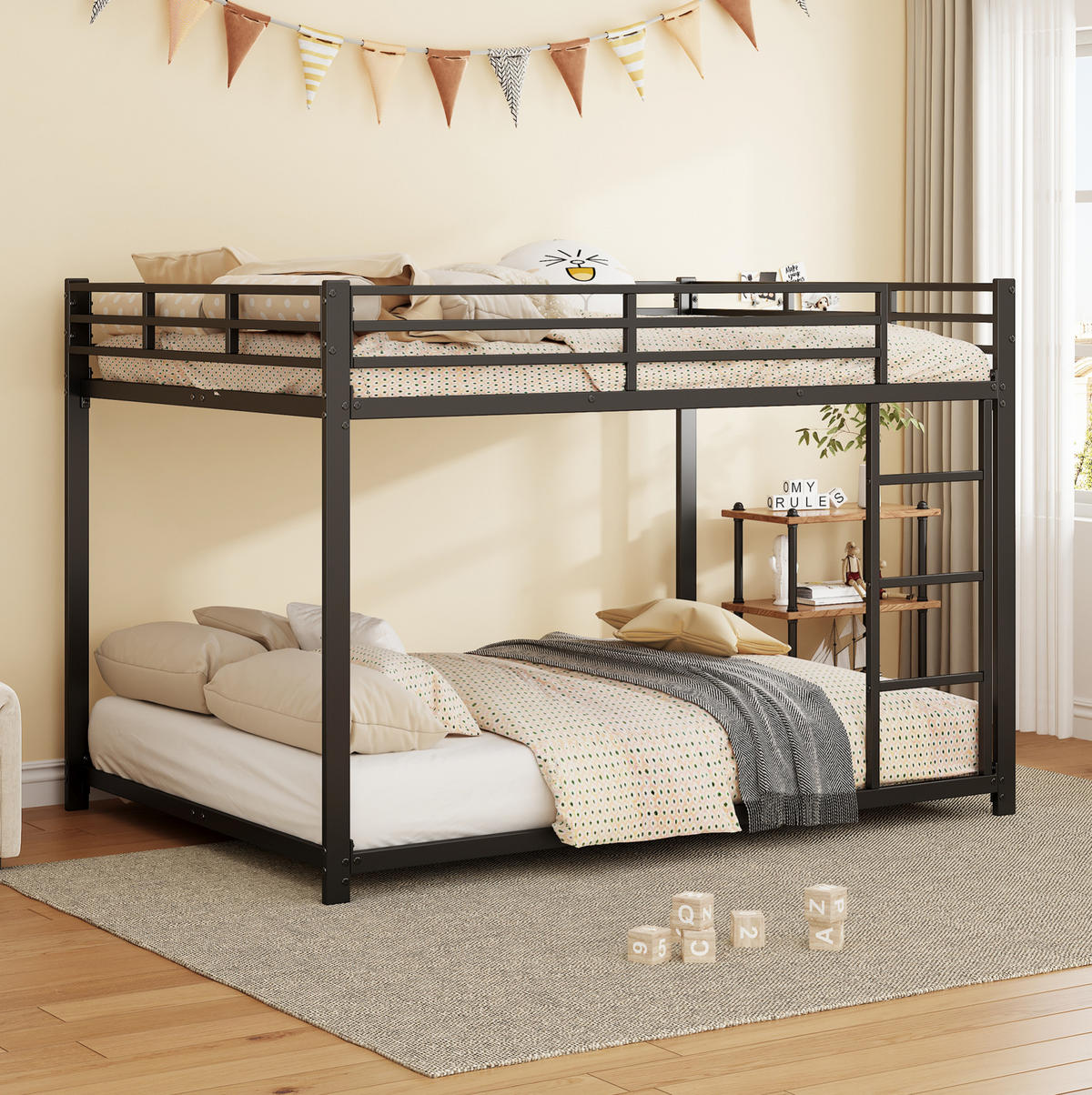 ETAGENBETT 140/200 cm Schwarz aus Metall, platzsparend - Schwarz, Metall (140/200cm) - MIVRAY
