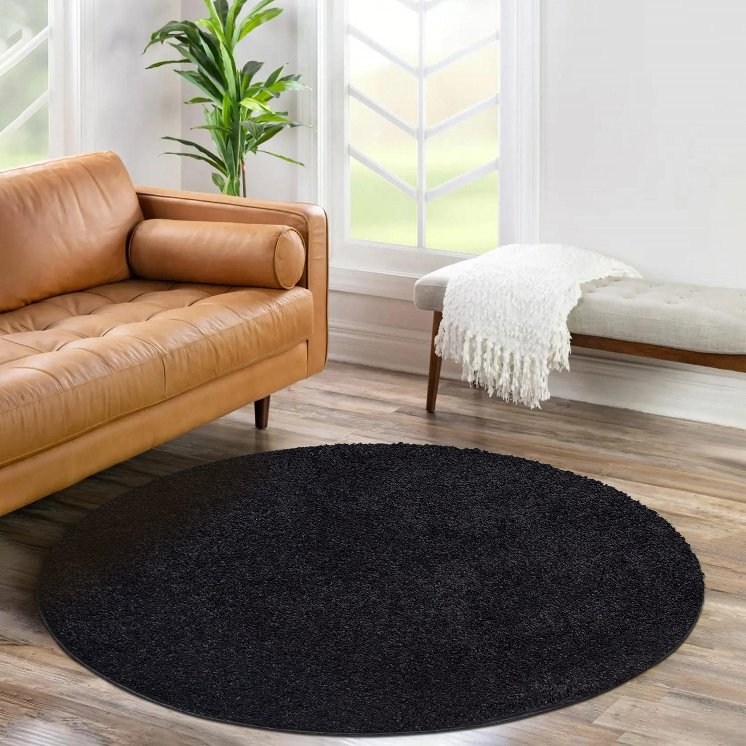 HOCHFLOR-TEPPICH City Shaggy 500 Schwarz 80x80 cm - Schwarz, Textil (80/80cm) - carpet city