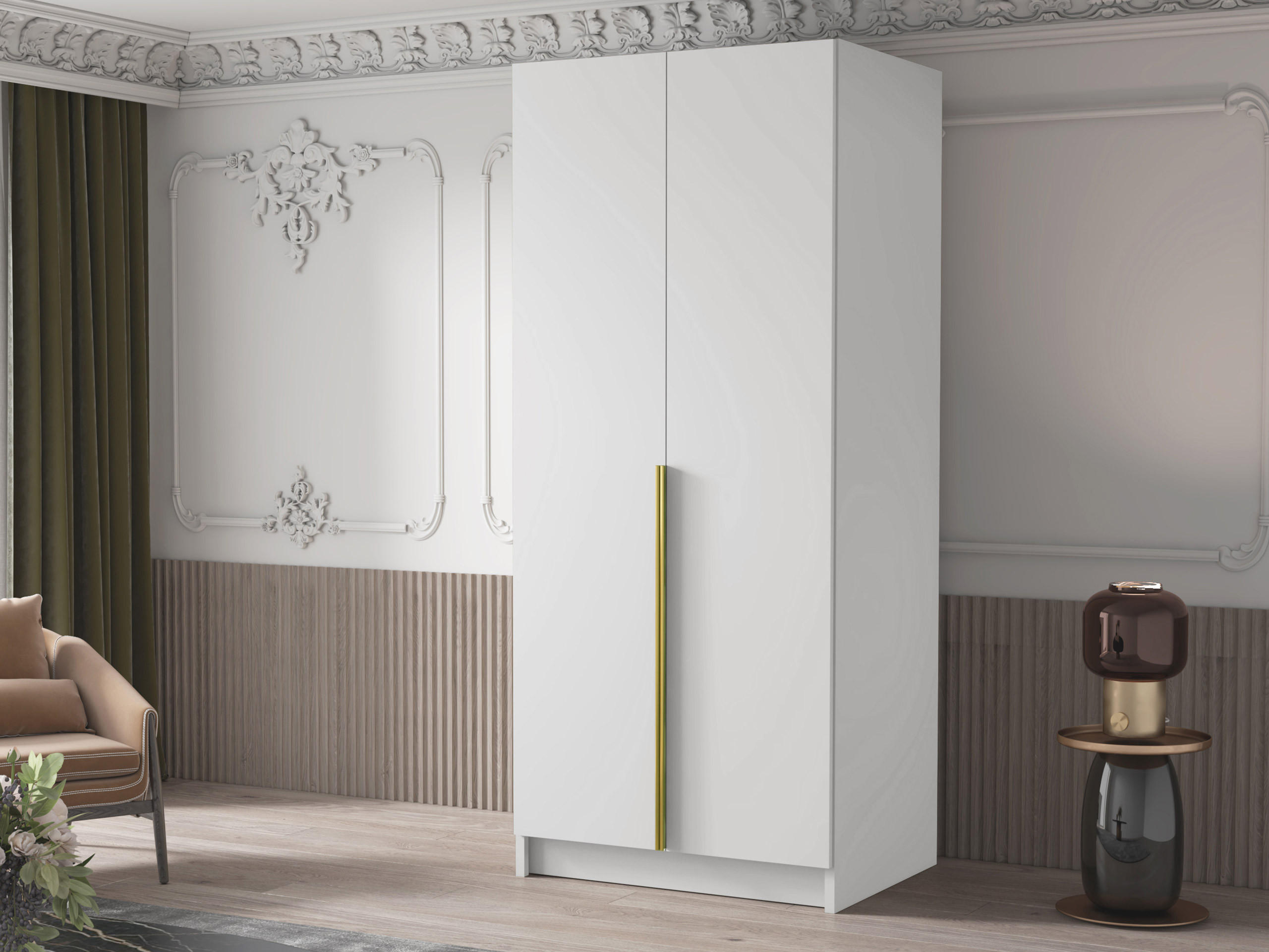 KLEIDERSCHRANK Bono I - Goldfarben/Multicolor, Holzwerkstoff/Metall (100/215/58cm) - MIRJAN24