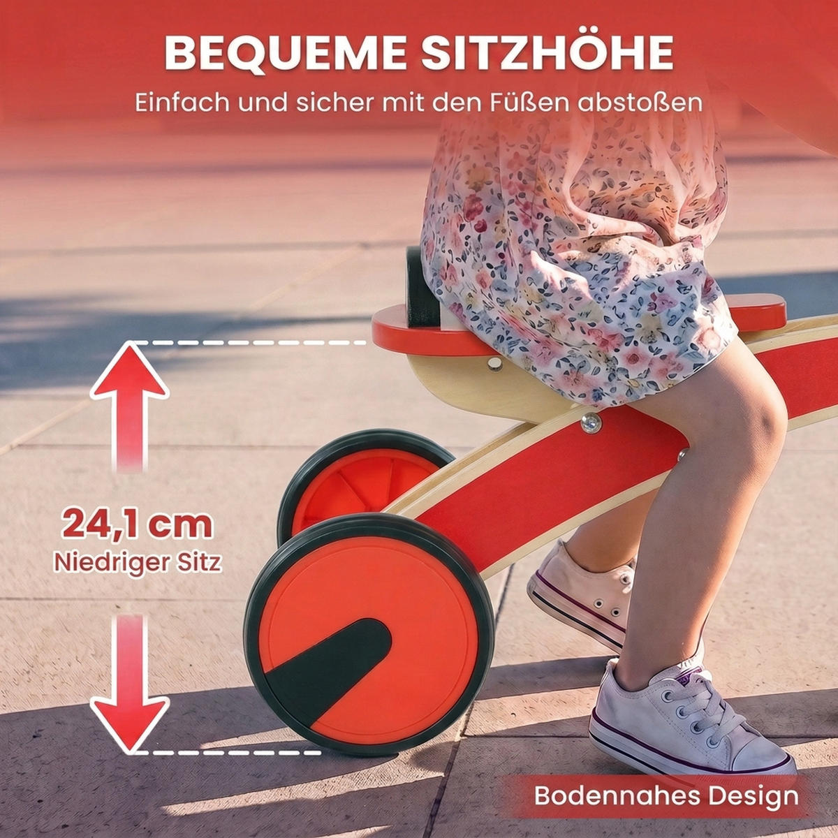KINDER-RUTSCHAUTO Buchenholz Sperrholz Rot - Rot, Holz (52/33/38.5cm) - AIYAPLAY