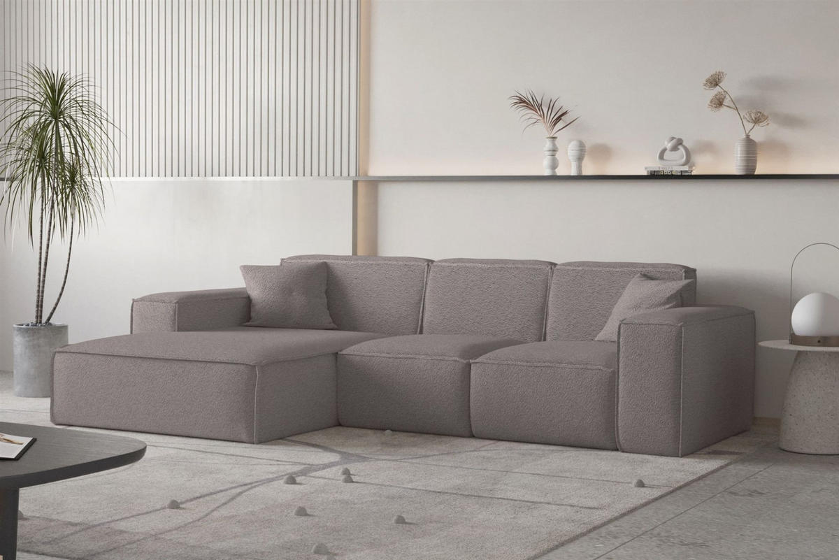 ECKSOFA Ottom Celes Premium Ascot Bukla - Taupe, Holzwerkstoff/Textil (266/165cm) - Fun Möbel