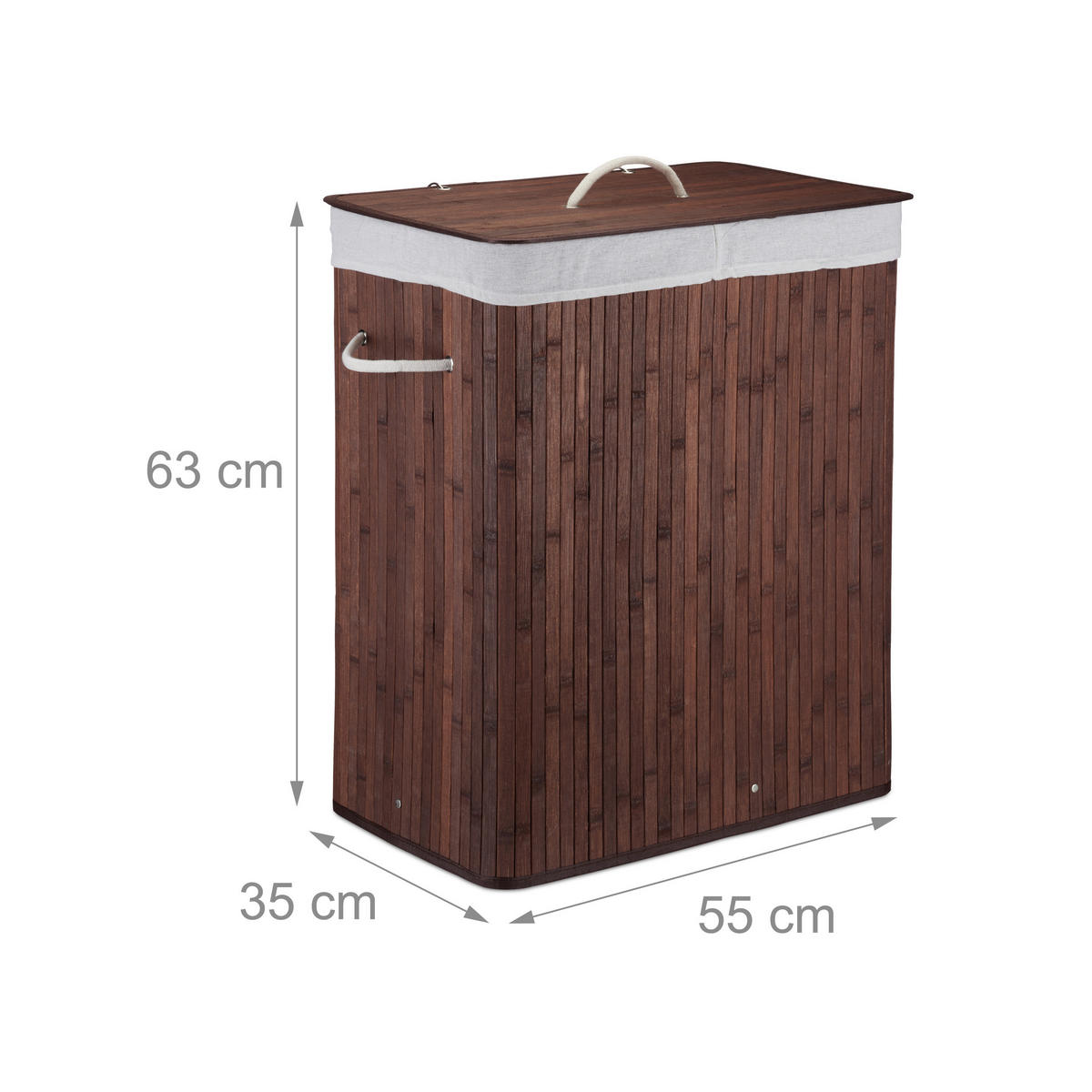WÄSCHEKORB - Multicolor, Holz/Textil (55/63/35cm) - Relaxdays