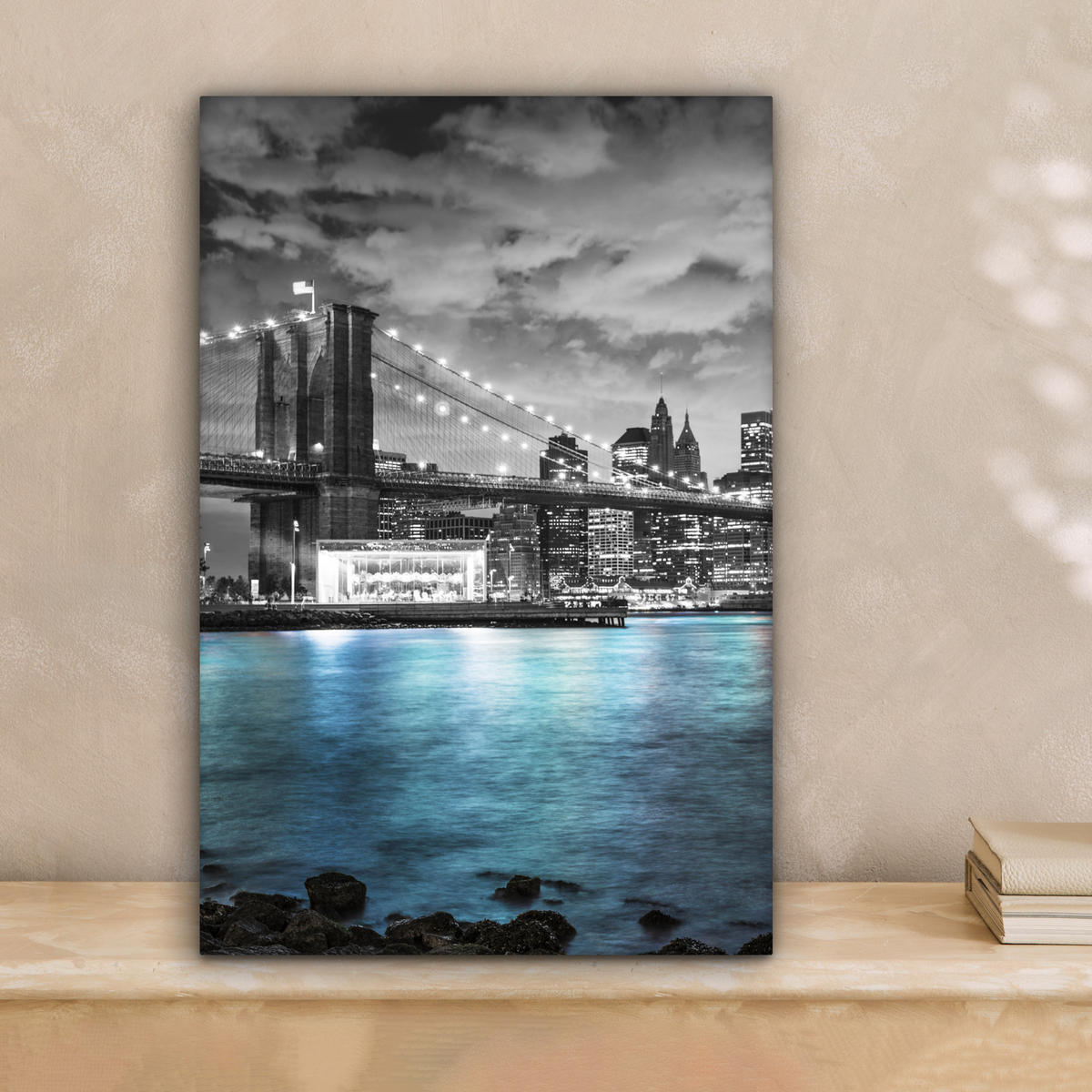 LEINWANDBILD New York - Skyline - Stadt - Blau 20x30 cm - Blaugrau, Textil (20/30cm) - MuchoWow