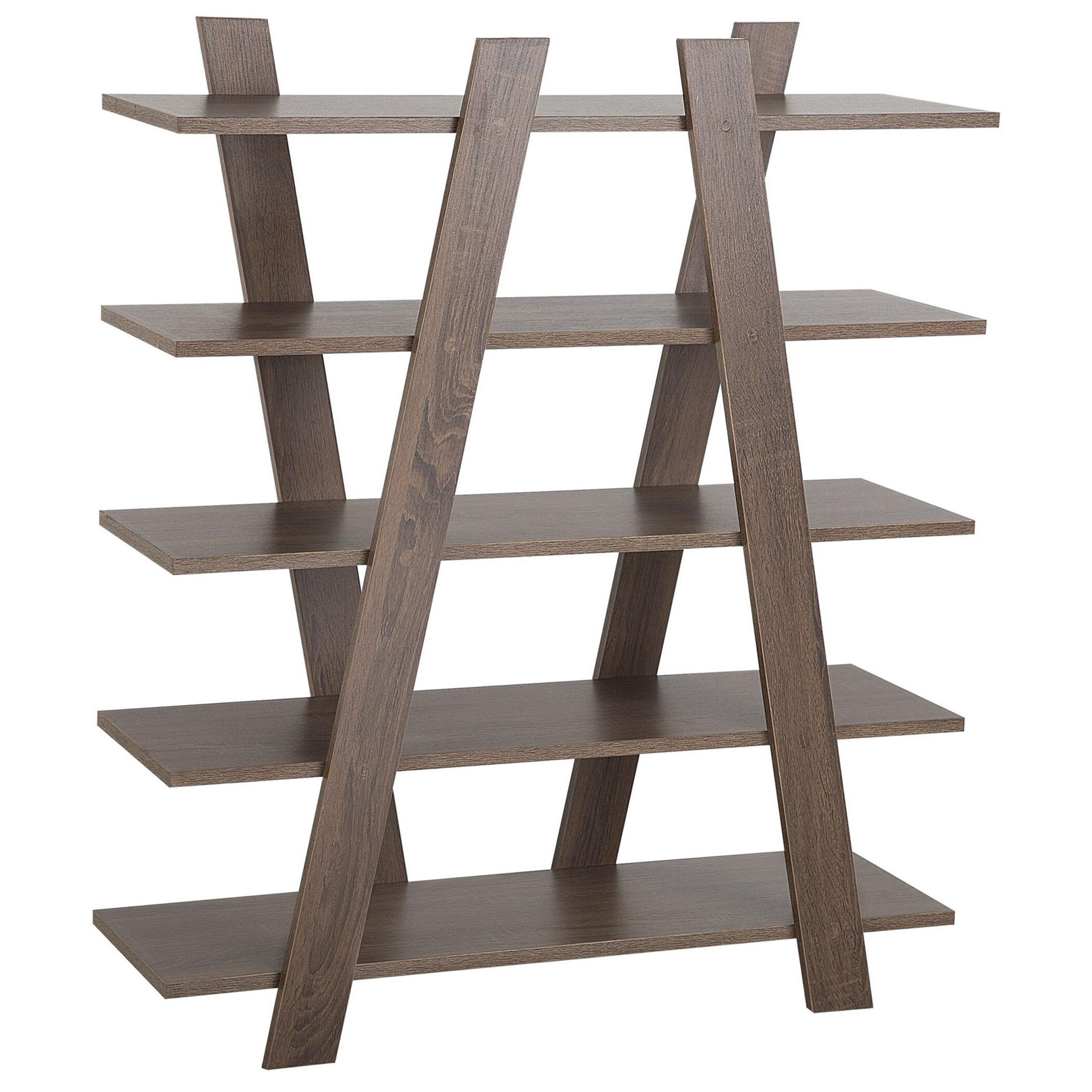 BÜCHERREGAL 5 Fächer Escalante - Dunkelbraun, Holzwerkstoff (100/116/33cm) - Beliani