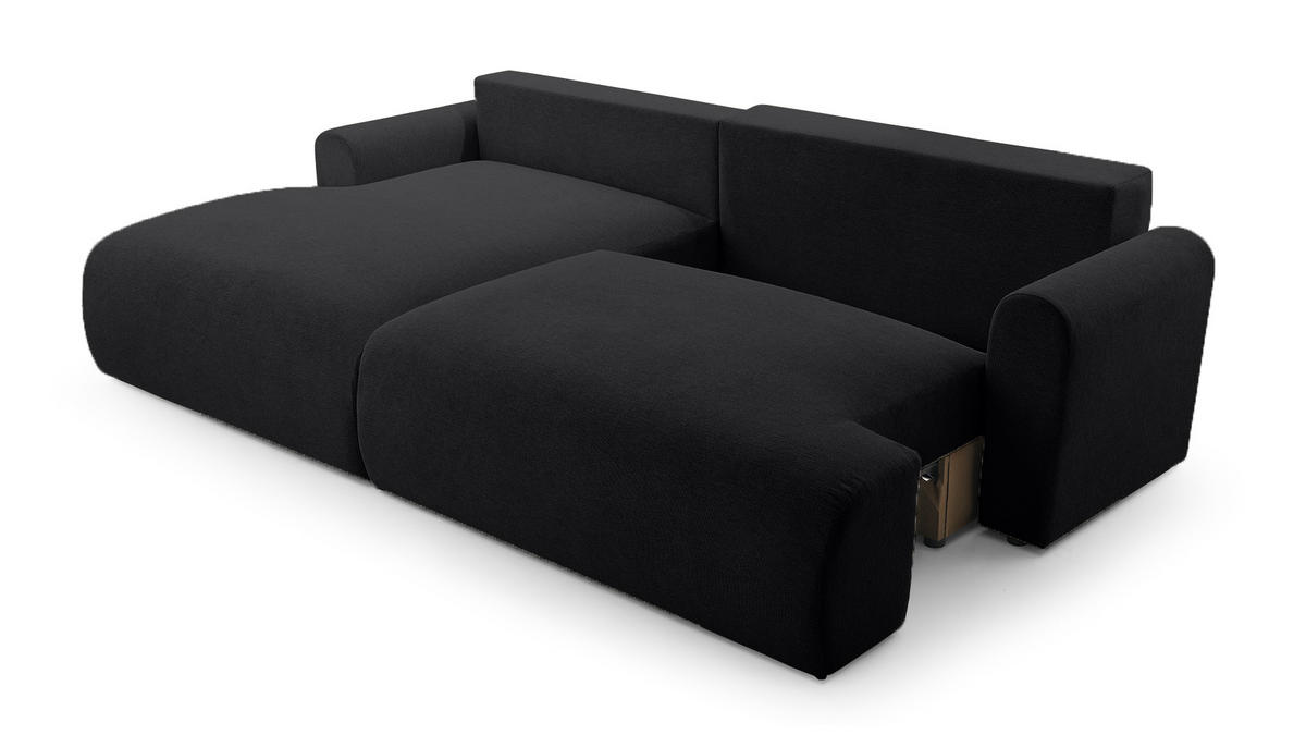 ECKSOFA mit Schlaffunktion Bordon, Schwarz - Schwarz, Textil (150/260cm) - Fedve