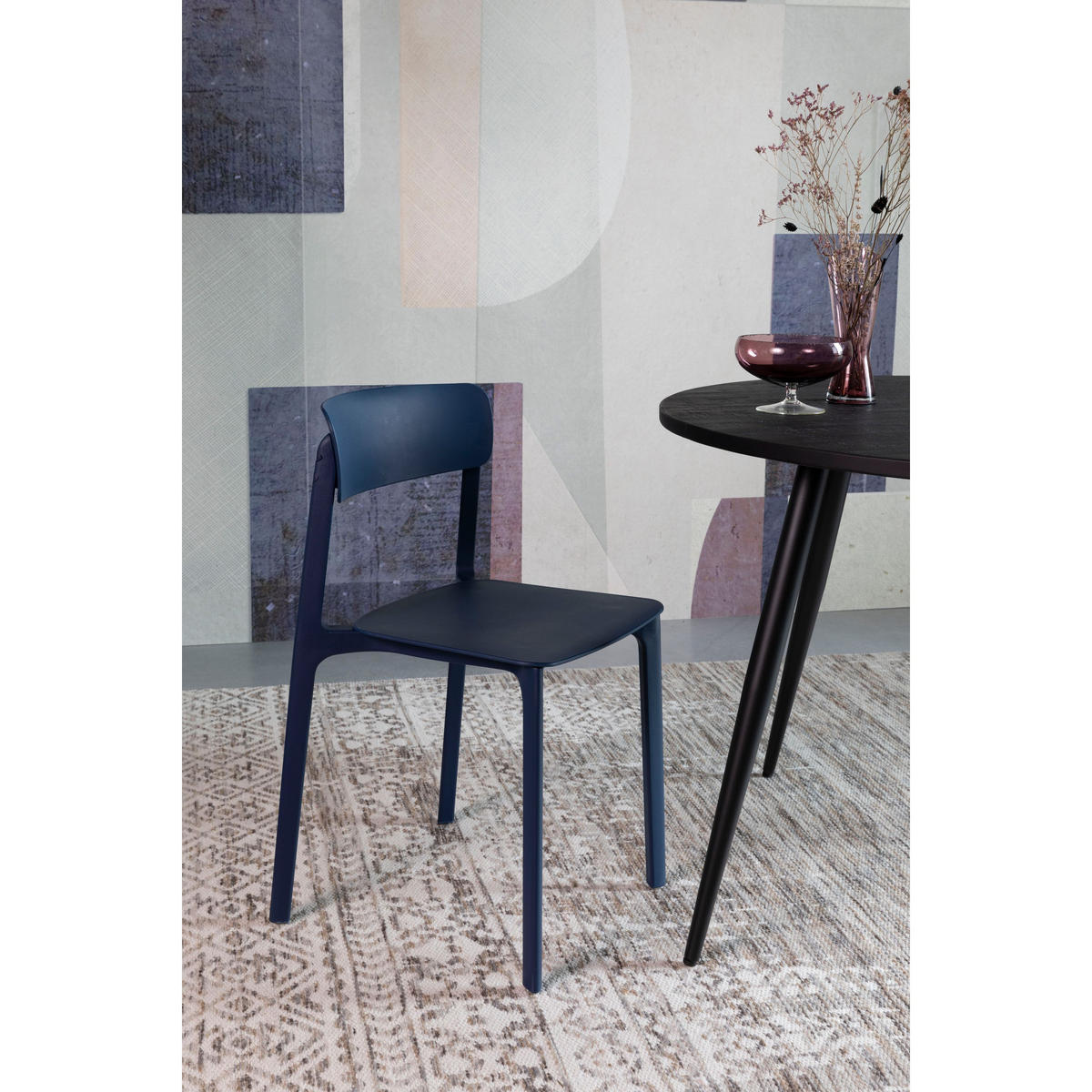 GARTENSTUHL Clive Dunkelblau - 4 er Set - Blau, Kunststoff (48/79/47cm) - Housecraft Living
