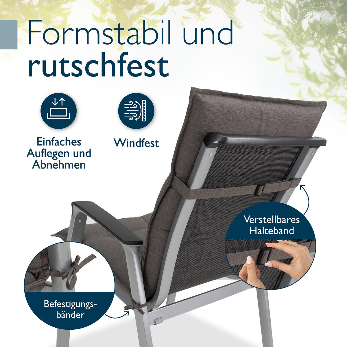 NIEDERLEHNERAUFLAGE Sun-NL 105/50/8cm Taupe - Taupe, Textil (50/8/105cm) - Beautissu 