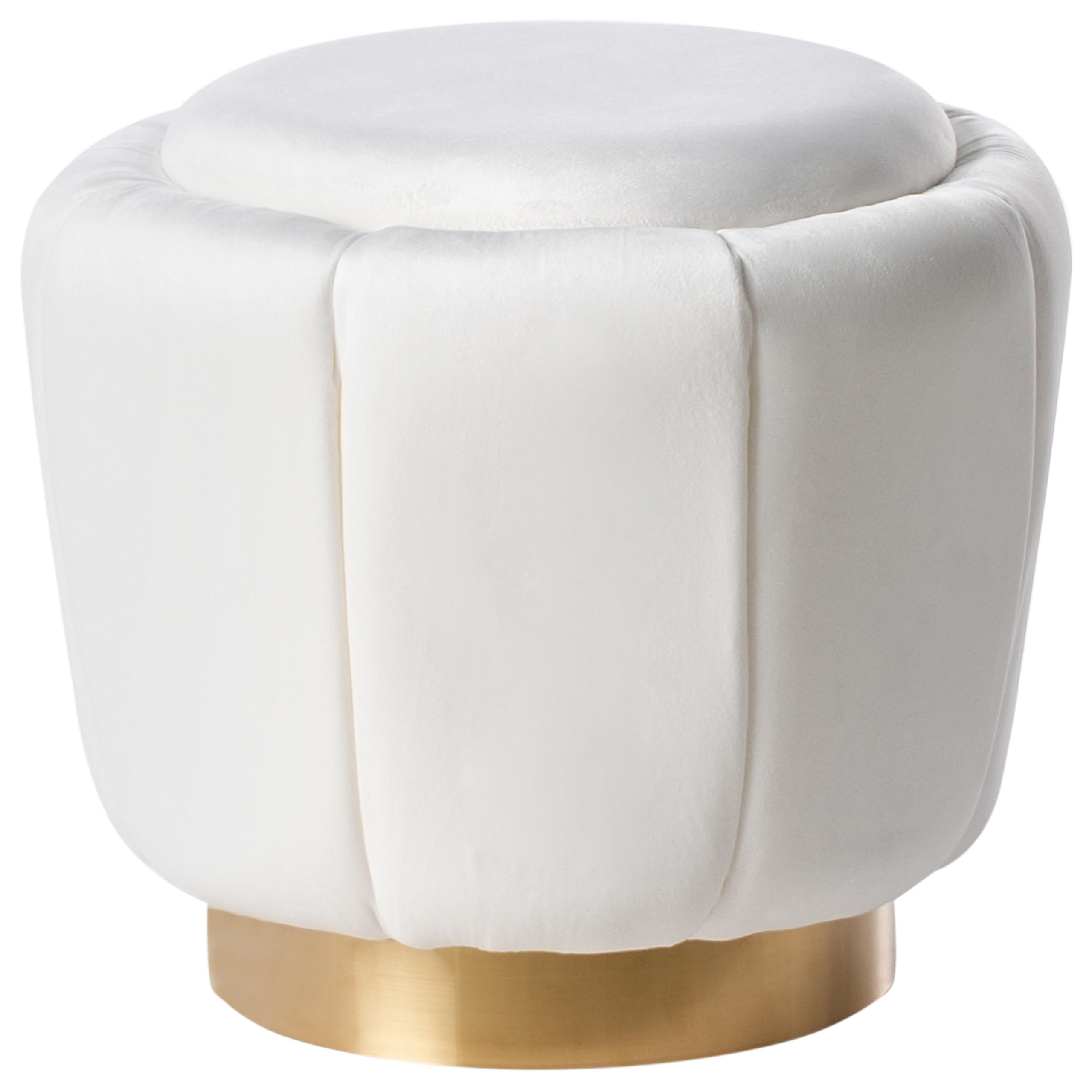 POUF Weiß Irving - Goldfarben/Weiß, Textil (43/37/43cm) - Beliani