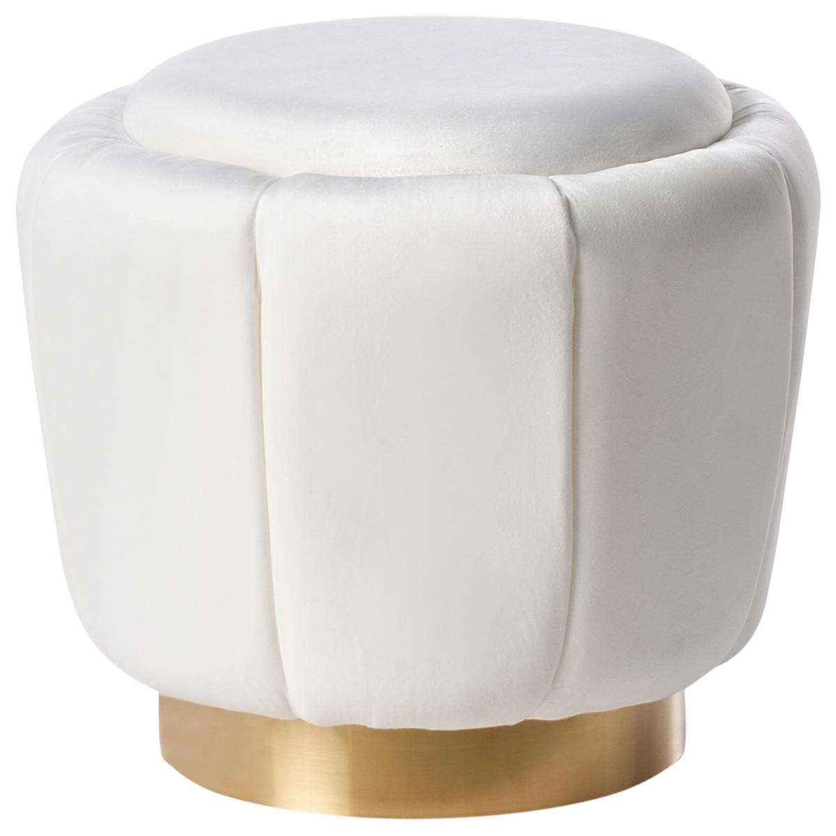 POUF Weiß Irving - Goldfarben/Weiß, Textil (43/37/43cm) - Beliani