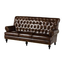 SOFA 3-Sitzer Echtleder 196x84x94 braun CHESTERFIELD #107 - Braun, Leder (196/94/84cm) - Massivmoebel24