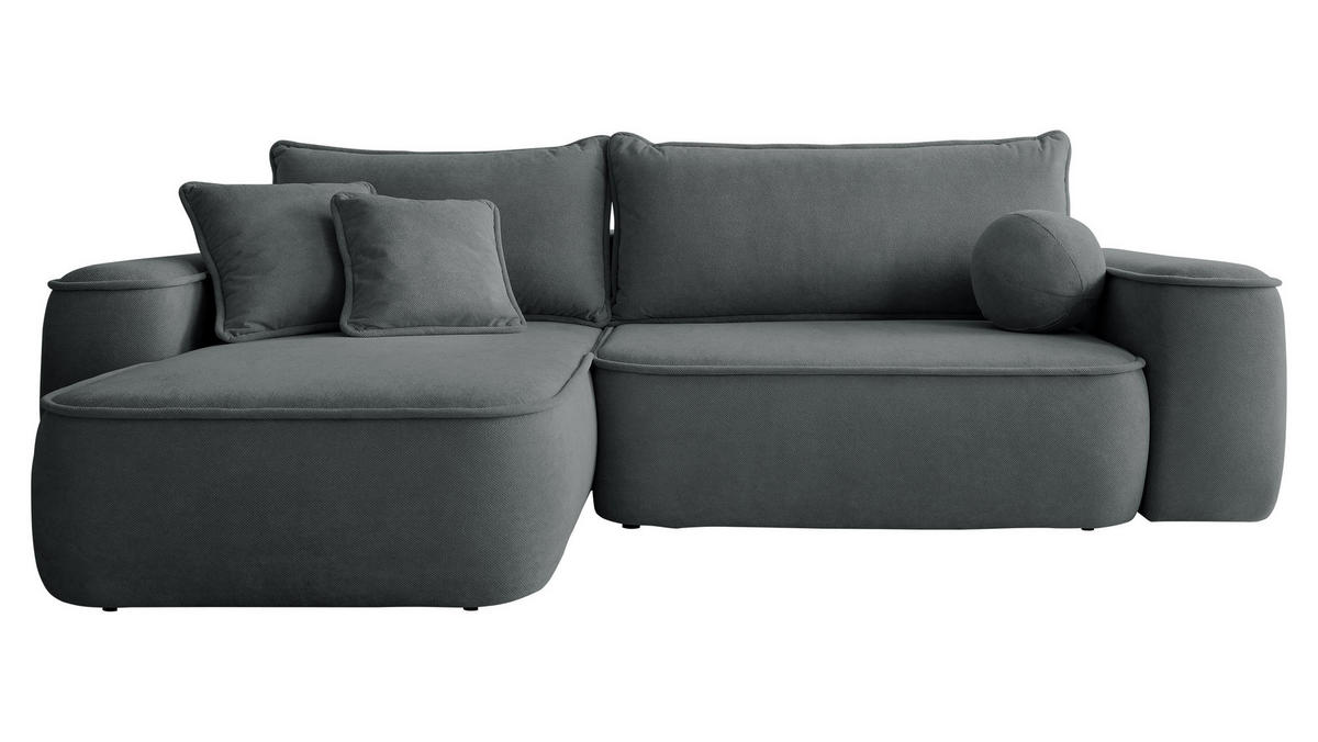 ECKSOFA Sandby - Dunkelgrau/Schwarz, Holz/Kunststoff (283/168cm) - MIRJAN24