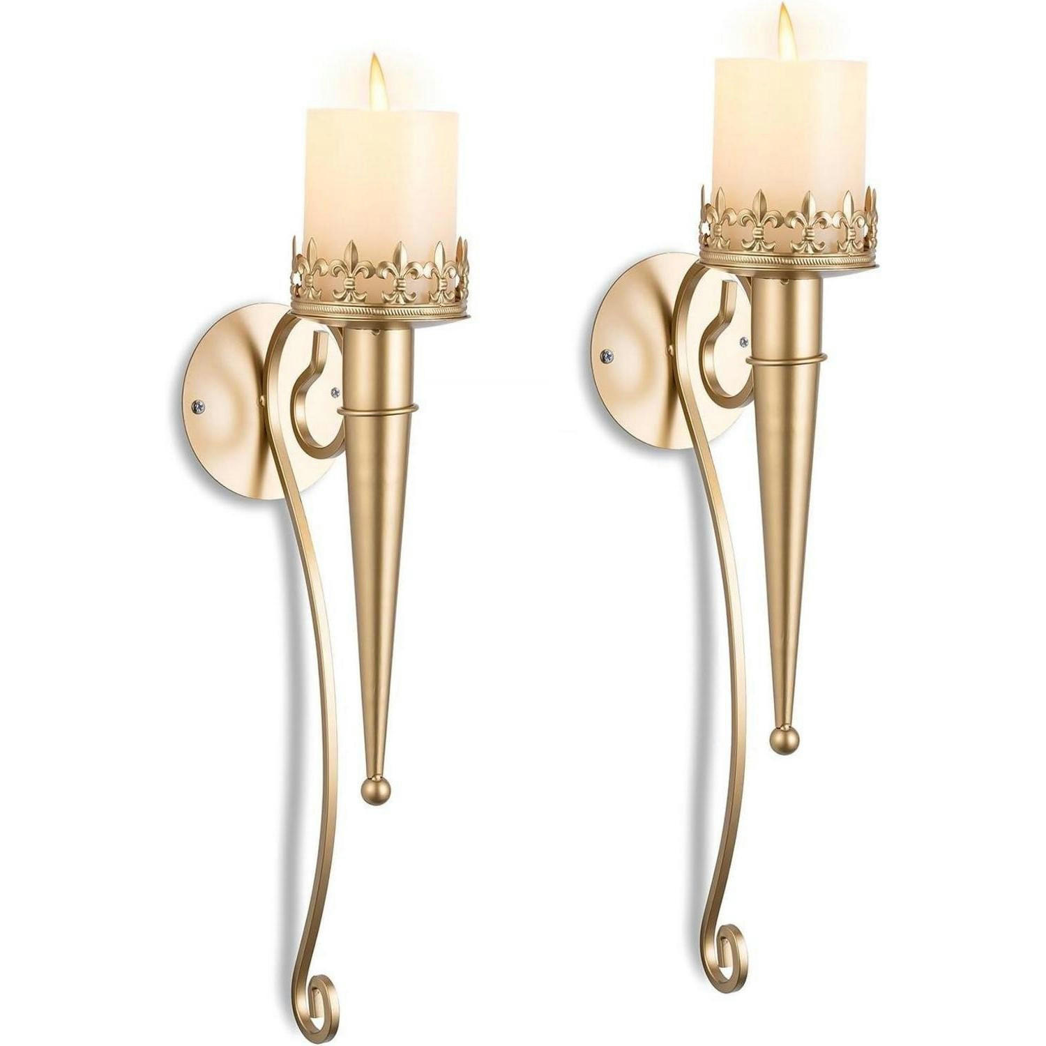 KERZENHALTER 2-teiliges Set Gold 43 cm - Goldfarben, Metall (17/11/38cm)