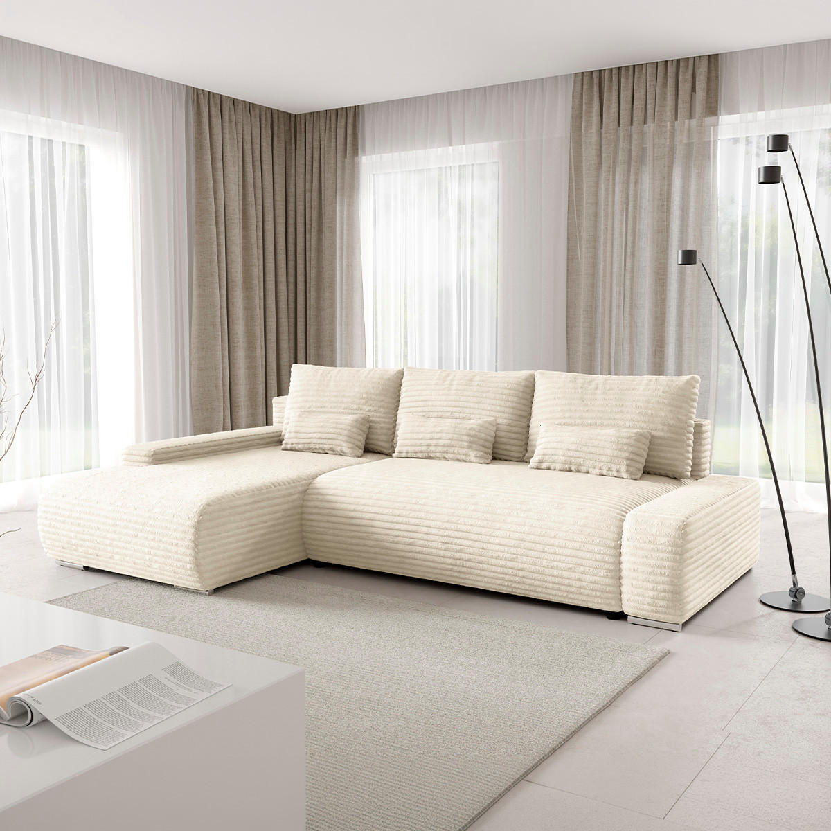 ECKSOFA Ivana 3 Sitzplätze Weiß - Weiß, Holz (265/172cm) - Petits-meubles