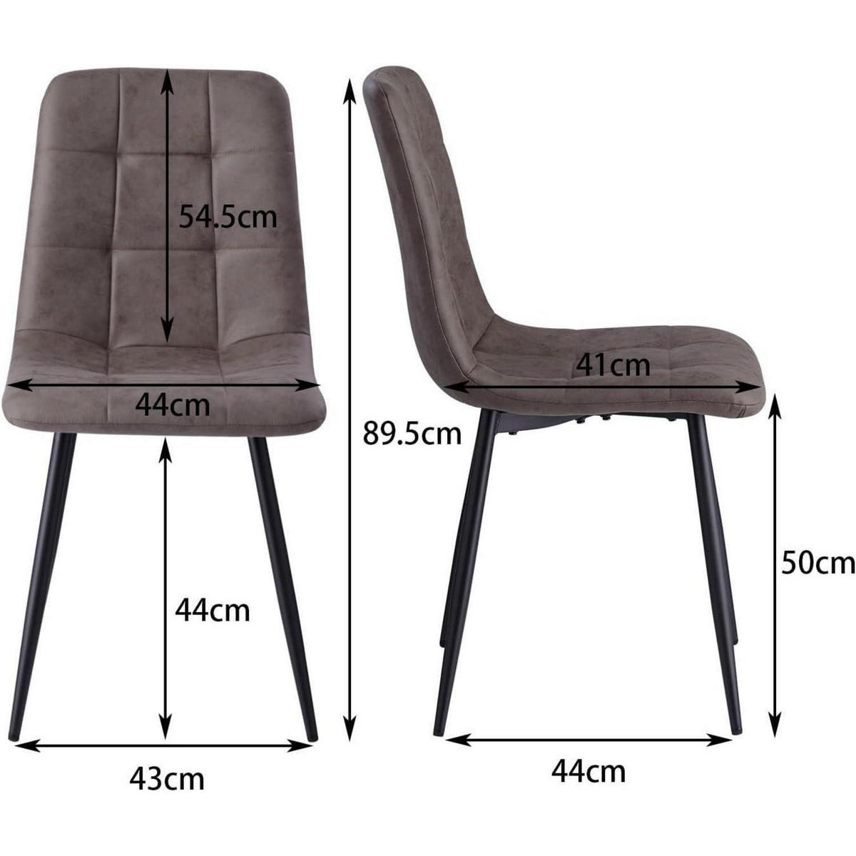 ESSZIMMERSTUHL 4er-Set Dunkelbraun Lederoptik Metallbeine - Braun, Leder (43/89.5/44cm)
