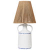 TISCHLEUCHTE Weiß/Blau/Beige Larissos - Blau/Beige, Keramik (24/24/51cm) - Beliani