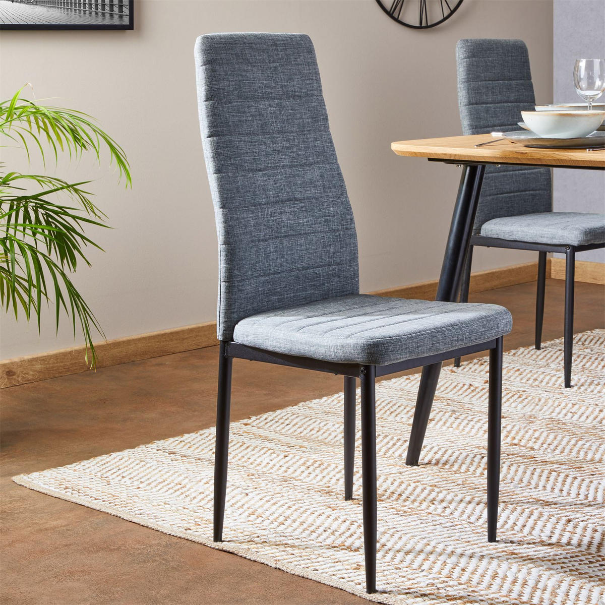 ESSZIMMERSTUHL NATHALIE 4ER-SET - Schwarz/Grau, Textil (43/100/50cm) - IDIMEX