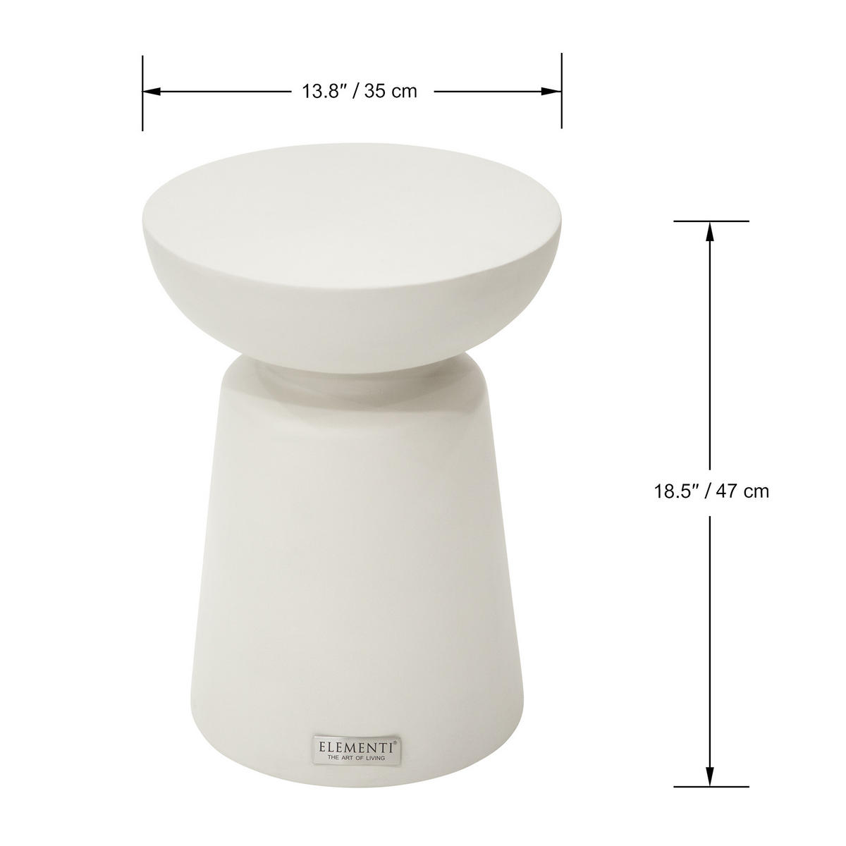 BEISTELLTISCH KYLIX Klein aus Beton 35 x 35 x 46 cm - Creme, Naturmaterialien (35/35/47cm) - Elementi
