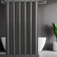 DUSCHVORHANG Dunkelgrau schnell trocknend wasserdicht schimmelresistent waschbar mit Ringen - Schwarz, Textil (180/200cm) - MCBOSON