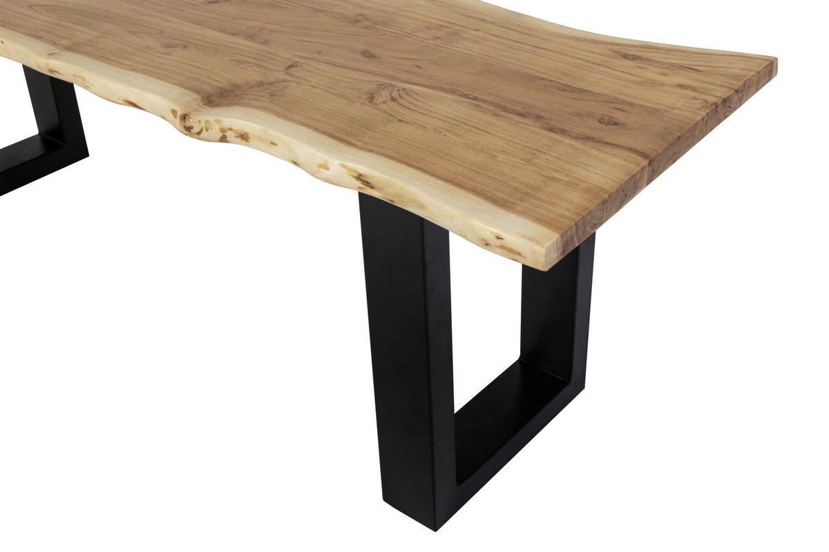 SITZBANK NOAH - Beige/Schwarz, Holz/Metall (160/47/42cm) - SAM