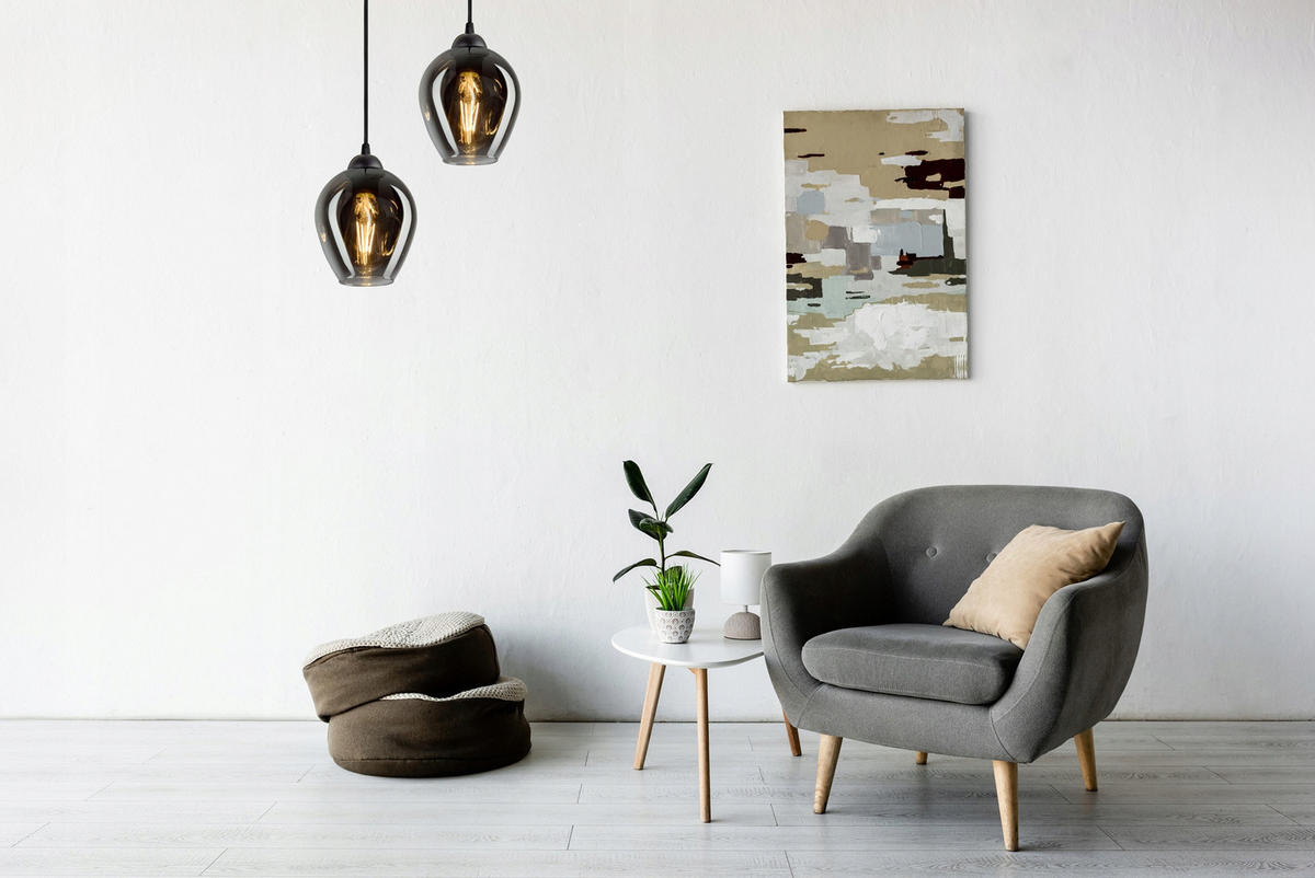 PENDELLEUCHTE Hegel - Transparent/Anthrazit, Glas/Metall (15/15/80cm) - kiki design