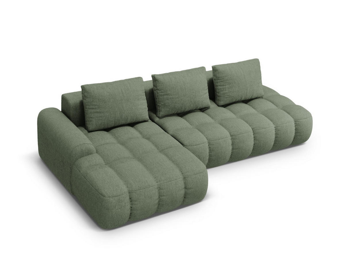 AUSKLAPPBARES-ECKSOFA links mit Container Linz aus strukturiertem Stoff dunkles olivgrün 3 Sitzplätze - Dunkelgrün, Textil (142/275cm) - Cosmopolitan Design