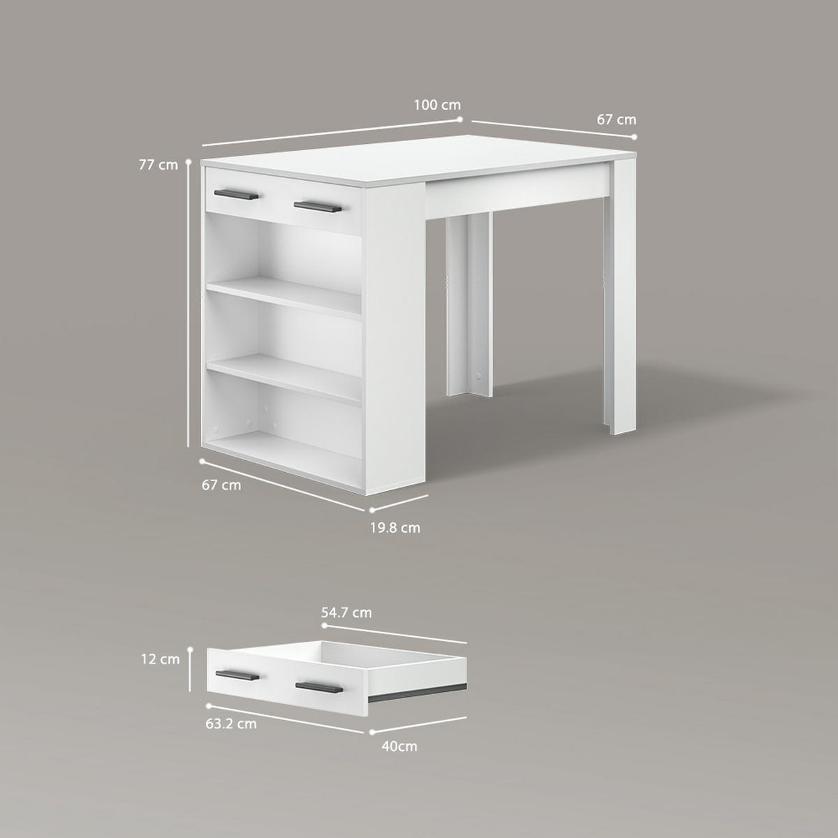 ESSTISCH Regusa Weiß 67 x 100 cm - Weiß, Holzwerkstoff (100/67/77.5cm) - Livinity®
