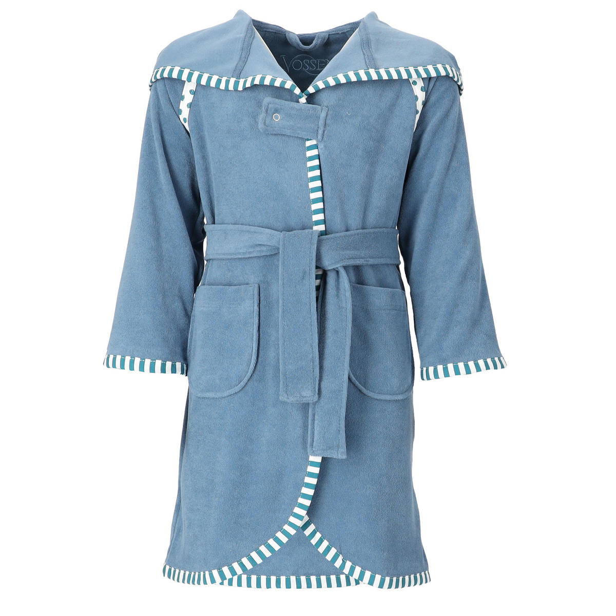 KINDERBADEMÄNTEL KINDER KAPUZE MIMMI DUSTY BLUE - 4695 - Blau, Textil (128null) - Vossen