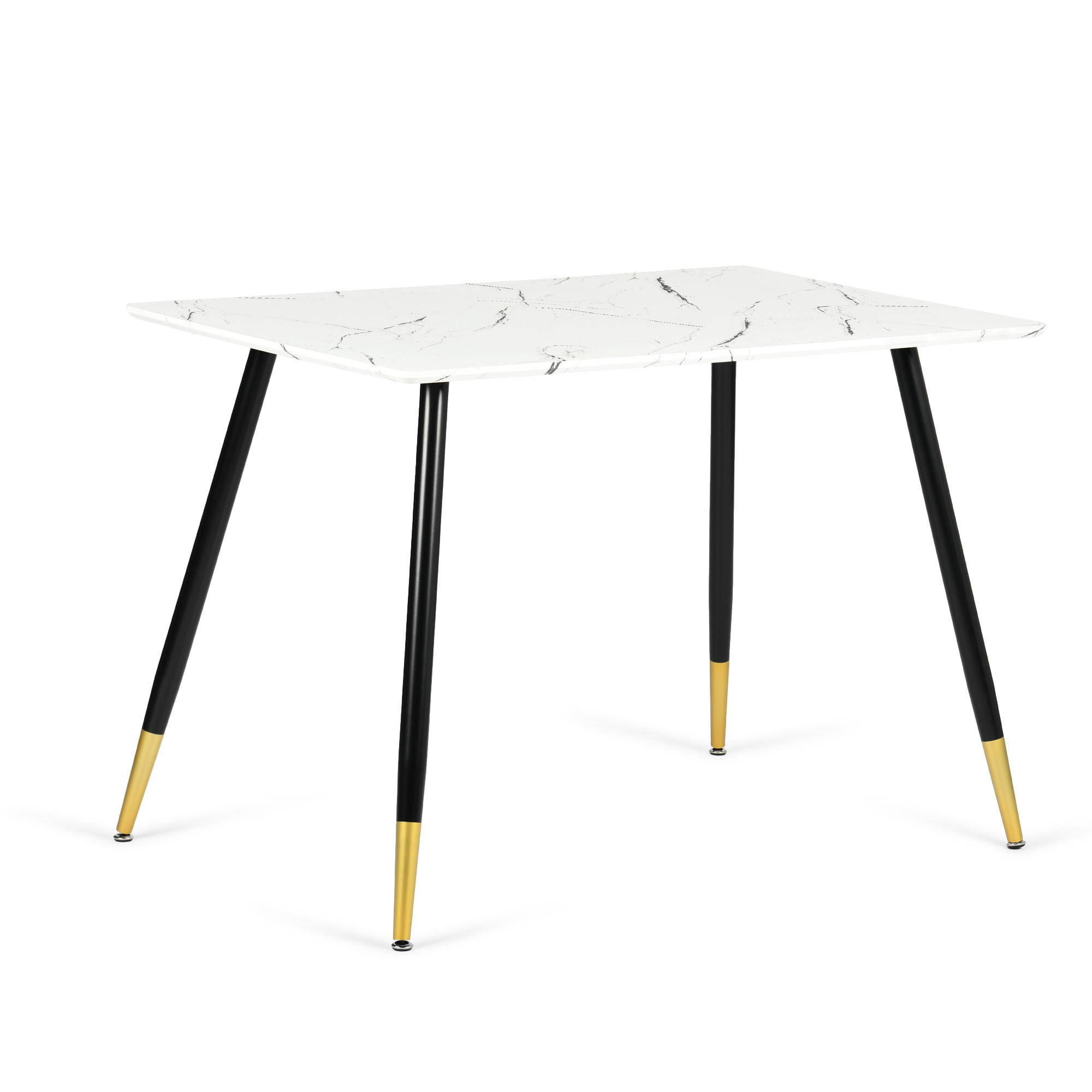 ESSTISCH 110/70/75 cm Rechteckige weiße Marmoroptik - Schwarz/Weiß, Holz/Metall (70/110/75cm) - Urban Meuble