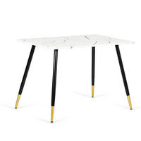 ESSTISCH 110/70/75 cm Rechteckige weiße Marmoroptik - Schwarz/Weiß, Holz/Metall (70/110/75cm) - Urban Meuble