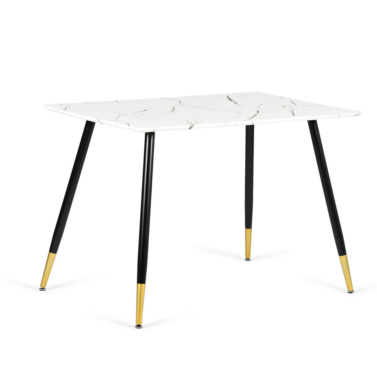 ESSTISCH 110/70/75 cm Rechteckige weiße Marmoroptik - Schwarz/Weiß, Holz/Metall (70/110/75cm) - Urban Meuble